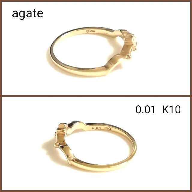 agete(アガット)のアガット K10YG 一粒ダイヤモンドピンキーリング 3号(美品) レディースのアクセサリー(リング(指輪))の商品写真