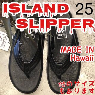 アイランドスリッパ(ISLAND SLIPPER)のアイランドスリッパ  黒　メンズ　サンダル　本革　US7 25 人気　履きやすい(サンダル)