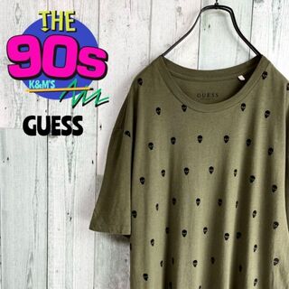ゲス(GUESS)の90's GUESS ゲス スカルロゴ　オールオーバーパターン　Tシャツ(Tシャツ/カットソー(半袖/袖なし))