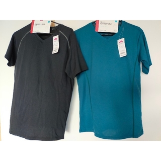 イオン(AEON)の新品 未使用 Sサイズ メンズ 半袖シャツ 2枚 緑色 黒色 定価1936円(Tシャツ/カットソー(半袖/袖なし))