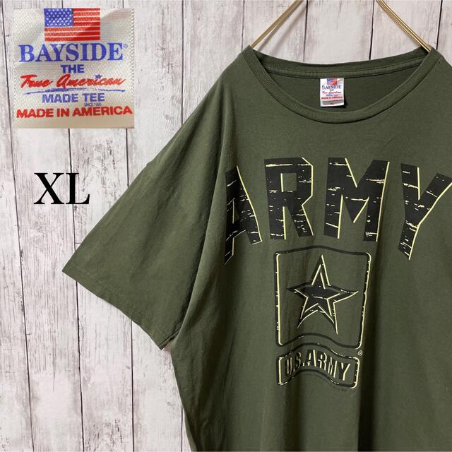 BAY SIDE(ベイサイド)の【ヴィンテージ】USA製　ARMY プリントTシャツ カーキユニセックス 古着 メンズのトップス(Tシャツ/カットソー(半袖/袖なし))の商品写真