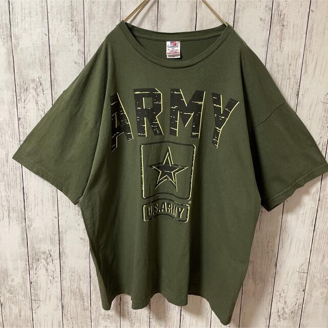 BAY SIDE(ベイサイド)の【ヴィンテージ】USA製　ARMY プリントTシャツ カーキユニセックス 古着 メンズのトップス(Tシャツ/カットソー(半袖/袖なし))の商品写真