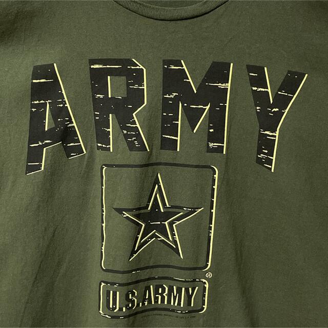 BAY SIDE(ベイサイド)の【ヴィンテージ】USA製　ARMY プリントTシャツ カーキユニセックス 古着 メンズのトップス(Tシャツ/カットソー(半袖/袖なし))の商品写真