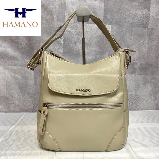 中古品情報 極美品 HAMANO 濱野皮革工藝 皇室御用達 ベージュ レザー