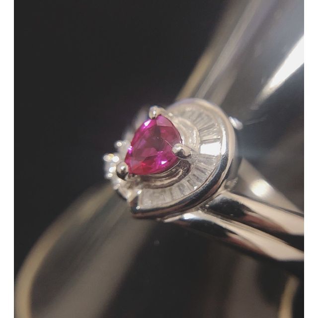 レディース☆仕上済☆ Pt900 ルビーダイヤレディースリング #9.5 0.27ct