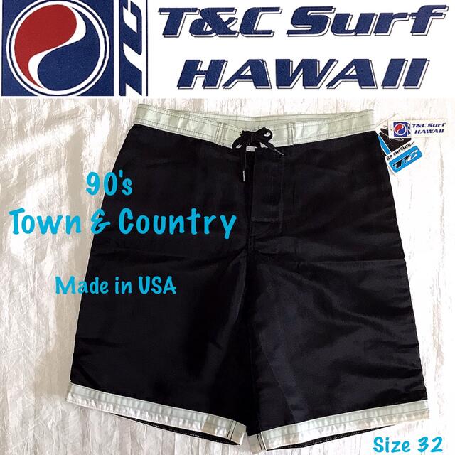 ◆90s 黒 USA製 Town&Country◆ヴィンテージ水着 32◆