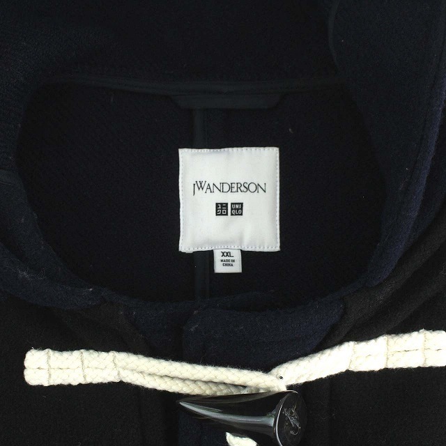 UNIQLO(ユニクロ)のユニクロ JW ANDERSON ダッフルコート フード ウール混 XXL 紺 レディースのジャケット/アウター(ダッフルコート)の商品写真