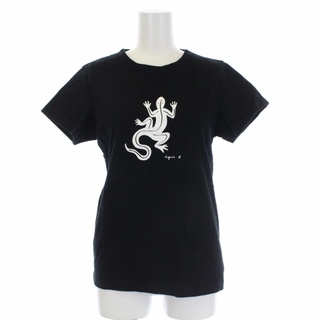 アニエスベー(agnes b.)のアニエスベー 近年モデル トカゲ プリント Tシャツ カットソー 半袖 M 黒(Tシャツ(半袖/袖なし))