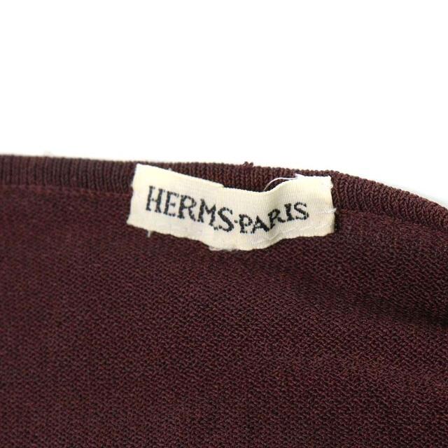 エルメス ニット カットソー Vネック マルジェラ期 長袖 M 茶 ブラウン