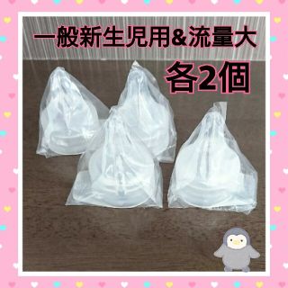 ピジョン(Pigeon)の一般新生児用 ＆ 流量大 乳首  各2個(哺乳ビン用乳首)