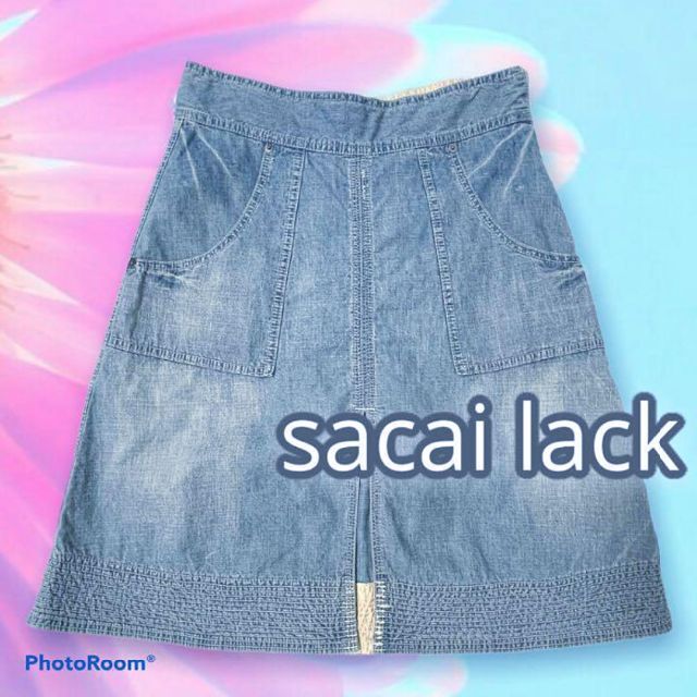 sacai luck(サカイラック)の訳あり✨sacai サカイラック✨バックレースアップデニムスカート M 柔らか♡ レディースのスカート(ひざ丈スカート)の商品写真