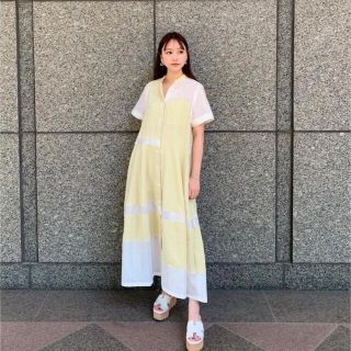 ルシェルブルー(LE CIEL BLEU)のContrasting Fabric Dress  (ひざ丈ワンピース)