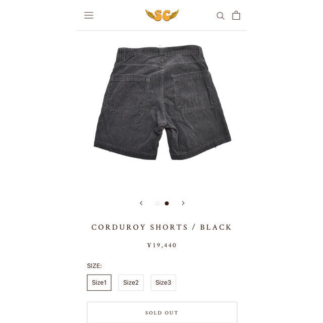 SCサブカルチャー CORDUROY SHORTS / BLACK 1 - ショートパンツ