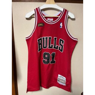 ミッチェルアンドネス(MITCHELL & NESS)のシカゴ ブルズ NBA デニス ロッドマン 91番 刺繍 ユニフォーム L(バスケットボール)