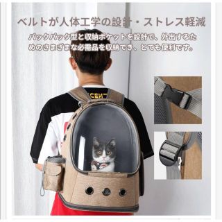 値下げ！猫キャリーバッグ　折り畳みバッグ　リュック　グレー(猫)