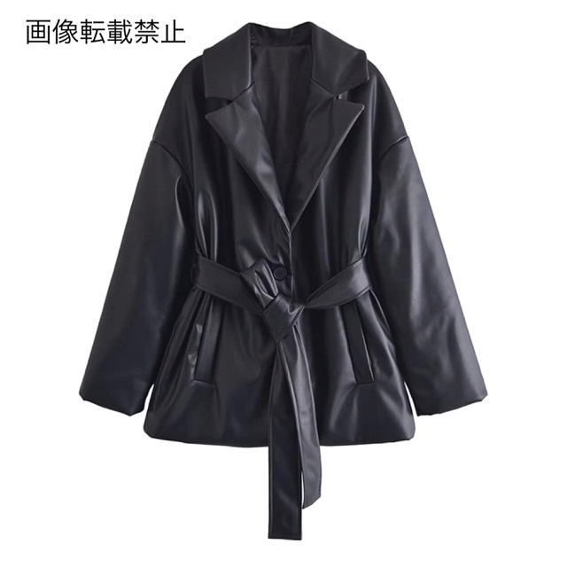 7月新作8333◇black フェイクレザー PU ジャケット コート