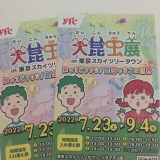 大昆虫展 inスカイツリータウン 招待券 2枚(美術館/博物館)