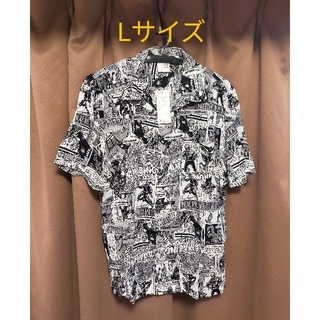 マーベル(MARVEL)のMARVEL　アロハシャツ　半袖　モノクロブラック　新品タグ付き(シャツ)