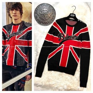 バルマン(BALMAIN)の本物 美品 ルックブック掲載 バルマンオム ユニオンジャック ニット セーター(ニット/セーター)