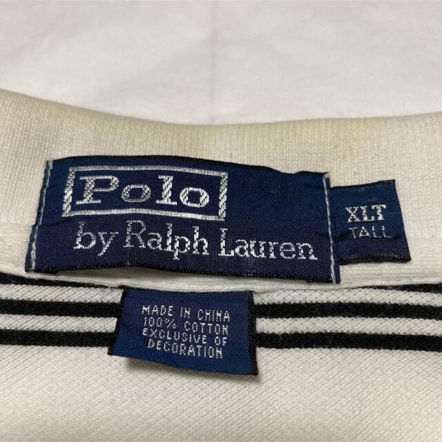 POLO RALPH LAUREN(ポロラルフローレン)の90s 古着 ポロ ラルフローレン XLT 刺繍ロゴ ボーダー ビッグシルエット メンズのトップス(ポロシャツ)の商品写真