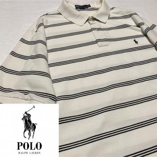 ポロラルフローレン(POLO RALPH LAUREN)の90s 古着 ポロ ラルフローレン XLT 刺繍ロゴ ボーダー ビッグシルエット(ポロシャツ)