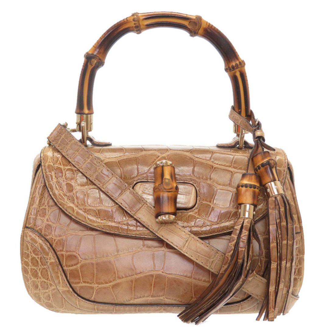 Gucci - 美品 グッチ クロコダイル バンブー ベージュ フリンジ 273800