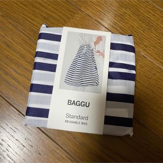 BAGGU スタンダード　エコバック　ボーダー　ホワイト　白　セーラーストライプ(エコバッグ)