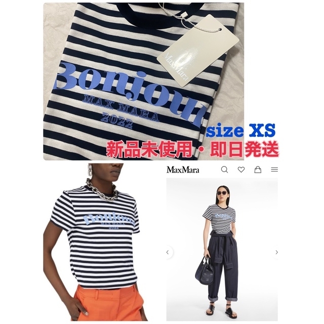 【新品未使用・即日発送】MAX MARA ストライプ　Tシャツ　XS レディースのトップス(Tシャツ(半袖/袖なし))の商品写真