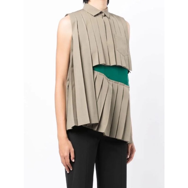 sacai Suiting x Chiffon Top