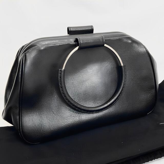 Y's SEMI GLOSS LEATHER RING TUBE BAG 黒