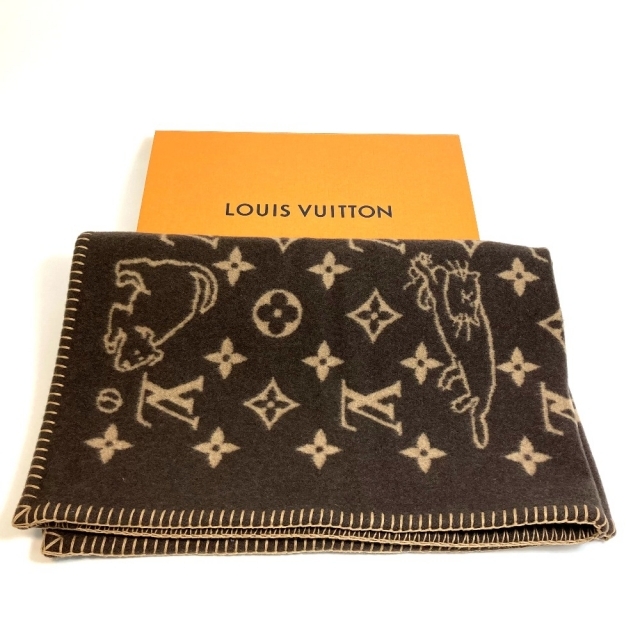 LOUIS VUITTON(ルイヴィトン)のルイヴィトン LOUIS VUITTON クヴェルチュール スモール キャットグラム MP2260 アニマル柄 ブランケット ウール/カシミヤ ブラウン 未使用 インテリア/住まい/日用品のインテリア/住まい/日用品 その他(その他)の商品写真