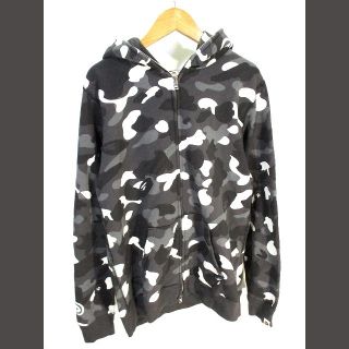 アベイシングエイプ(A BATHING APE)のA BATHING APE ジップアップ パーカー 長袖 迷彩 グレー S(パーカー)