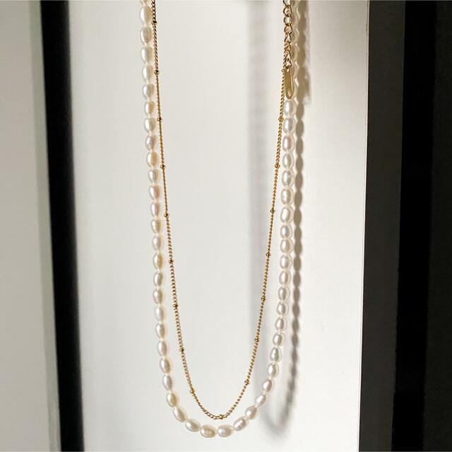 Adam et Rope'(アダムエロぺ)のPearl grain chain necklace No.876 レディースのアクセサリー(ネックレス)の商品写真