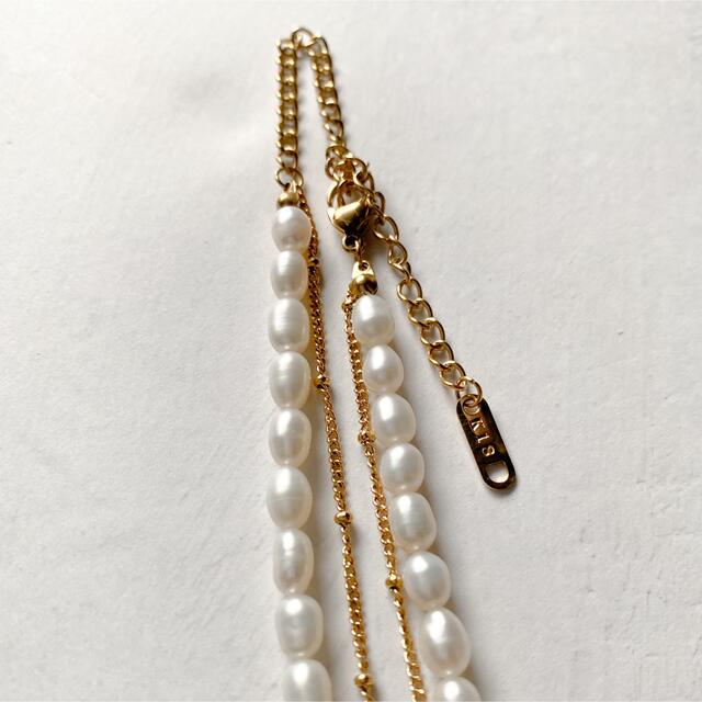 Adam et Rope'(アダムエロぺ)のPearl grain chain necklace No.876 レディースのアクセサリー(ネックレス)の商品写真