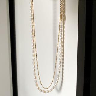 アダムエロぺ(Adam et Rope')のPearl grain chain necklace No.876(ネックレス)