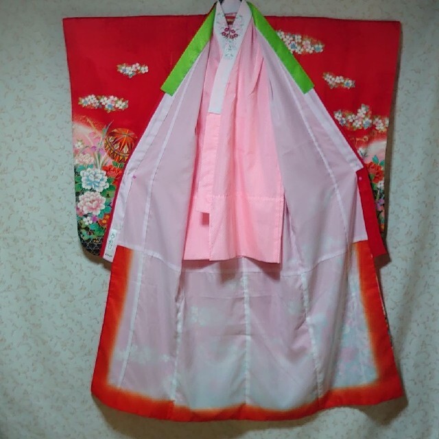 #608 七五三  正絹  四つ身着物  レンタル使用品 キッズ/ベビー/マタニティのキッズ服女の子用(90cm~)(和服/着物)の商品写真