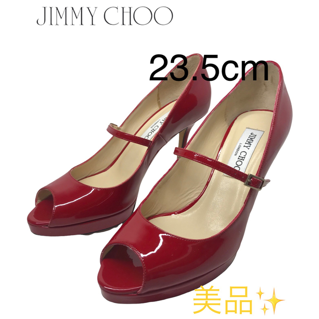 パーティ JIMMY CHOO ジミーチュウ オープントゥパンプス RED 【お得