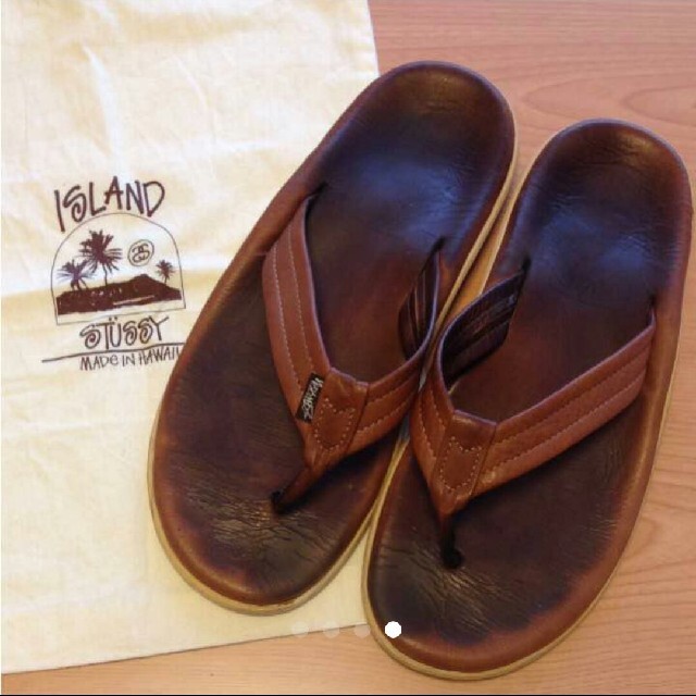 ISLAND SLIPPER(アイランドスリッパ)のSTUSSY×ISLAND SLIPPERサンダル茶色レザー28㎝(10スリッパ メンズの靴/シューズ(サンダル)の商品写真