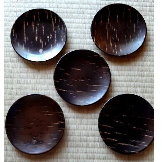 桜皮細工 5枚セット 樺細工　茶托　菓子皿　民芸品　昭和　レトロ(テーブル用品)