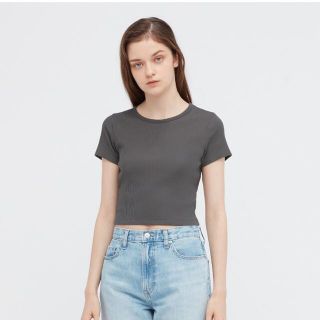 ユニクロ(UNIQLO)のUNIQLO リブクロップドT(Tシャツ(半袖/袖なし))