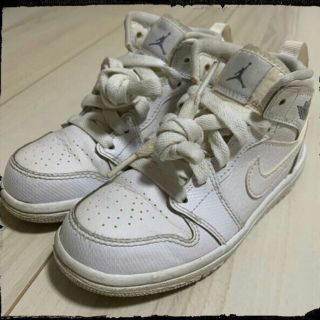 ナイキ(NIKE)のJORDAN1 MID BT白ホワイト灰色NIKE AIRジョーダン16.5cm(スニーカー)