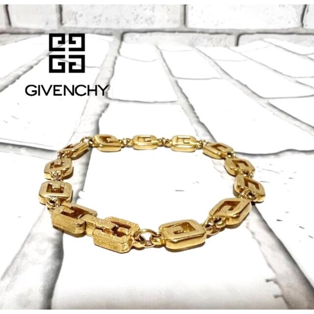 希少★GIVENCHY ジバンシイ 刻印有り Gロゴ ゴールドブレスレット