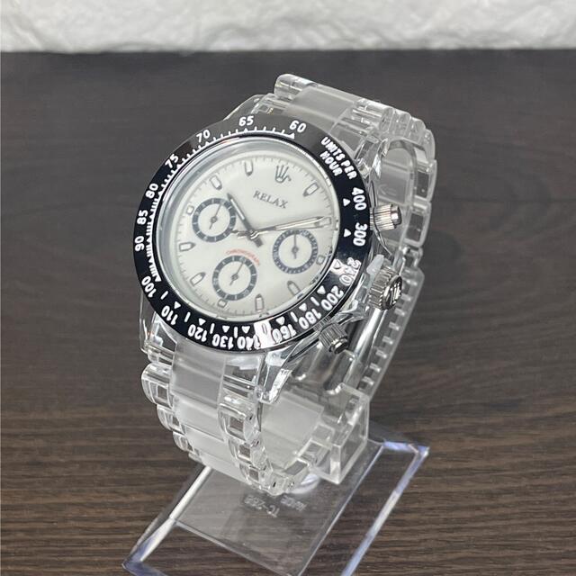 衝撃特価 ホワイト文字盤 クロノグラフ リラックス ■ - reluxe  新品 ■ 世田谷ベース 腕時計(アナログ)