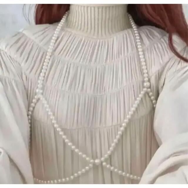 SNIDEL(スナイデル)のAcka【neck knit one-piece】【pearl harness】 レディースのワンピース(ロングワンピース/マキシワンピース)の商品写真