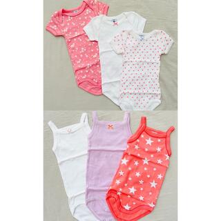 プチバトー(PETIT BATEAU)の美品　プチバトー　ロンパース ボディ肌着　6枚セット  6m  /  67cm(ロンパース)