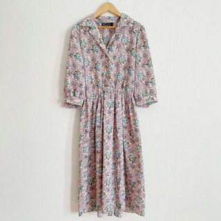 ロキエ(Lochie)の【vintage used 古着】 レトロ 花柄 ワンピース(ひざ丈ワンピース)