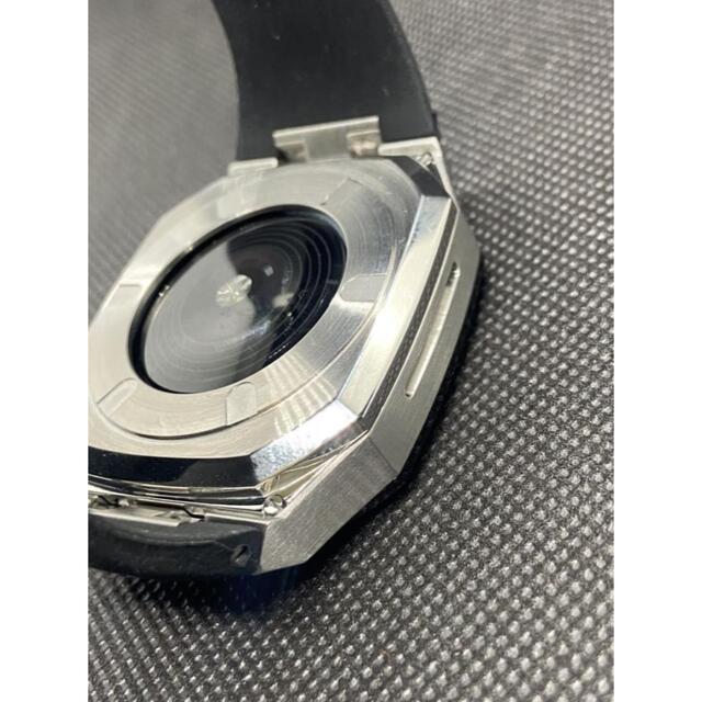 44mm 黒&銀 apple watch メタル ラバーベルト カスタム 金属