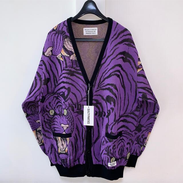 PURPLE紫サイズ【WACKOMARIA】紫TIMLEHI CARDIGAN／新品タグ付／送料込