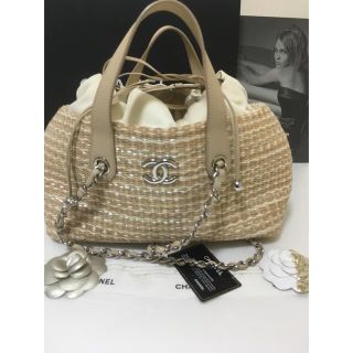 シャネル(CHANEL)の専用♡美品♡シャネル ラフィア チェーンショルダー バッグ カゴバッグ 正規品(ショルダーバッグ)