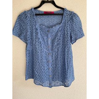 ドーリーガールバイアナスイ(DOLLY GIRL BY ANNA SUI)のDOLLY GIRL BY ANNA SUI★パンチングレース ブラウス ブルー(シャツ/ブラウス(半袖/袖なし))